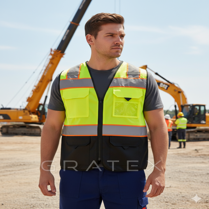 HI-VISIBLE Safety Vest - Double Color With Reflector Tape