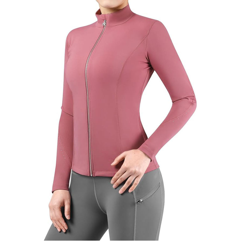 Womens Softshell Heated Winter Equestrian Riding Jacket Long Thermal 4-Way Stretch Full-Zip Top Hidden Pockets for Horse