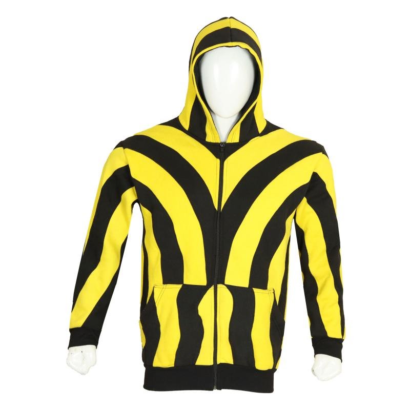 Unisex Black and Yellow Striped Zip-Up Hoodie – Graphic Hooded Sweatshirt for Casual &amp; Streetwear