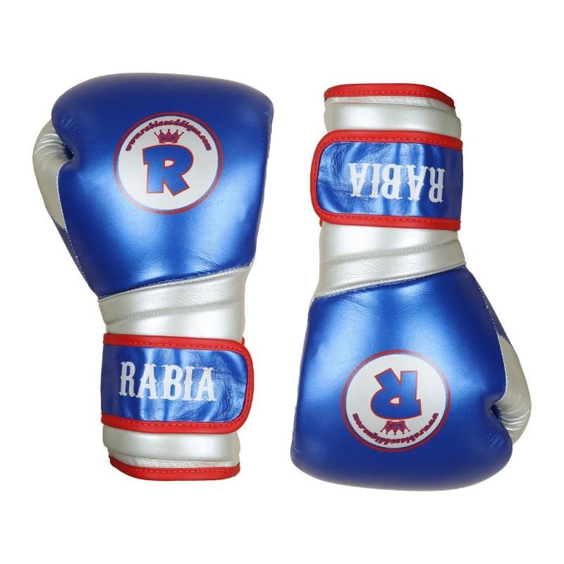 Genuine Leather Boxing Gloves with Multi-Layer Foam Padding Rabia Metallic Blue Edition