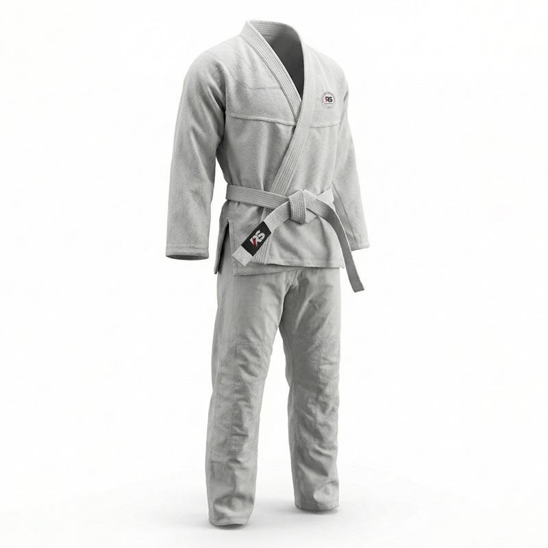White Brazilian Jiu-Jitsu Gi with Durable Woven Fabric for Regular Training
