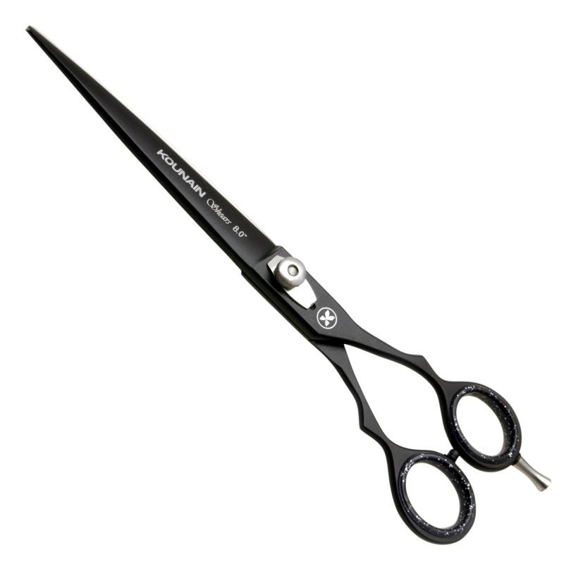 Professional Black Grooming Scissors for Pets – Long Blade 8.0 Inch – Stainless Steel for Cats &amp; Dogs