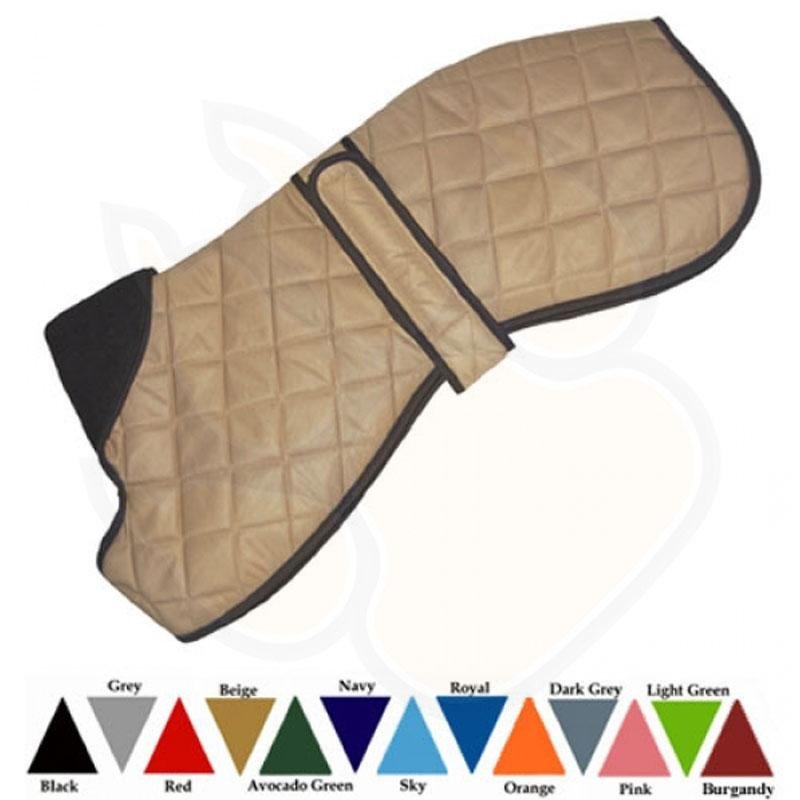 Waterproof Quilted Greyhound &amp; Whippet Jacket – Toslon Outer Shell, 150GSM Filling &amp; Fleece Lining