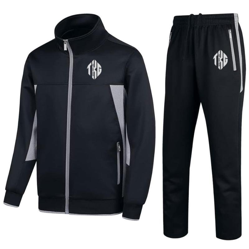 Men’s Casual Athletic Tracksuit – Lightweight Polyester Tricot Gym, Running &amp; Training Track Suit with Zipper Pockets