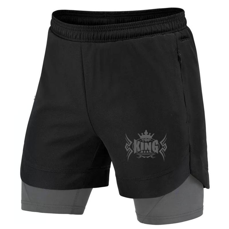 Compression Running Double Layer Shorts – Quick Dry Gym &amp; Training Shorts with Phone Pocket