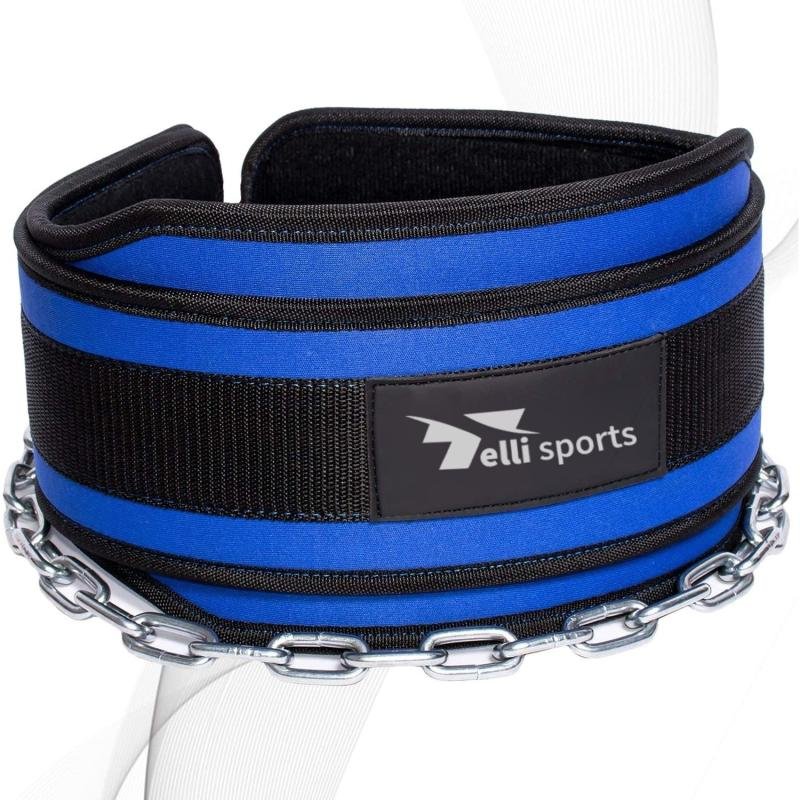 Fitness Neoprene Dip Belt with Heavy-Duty Steel Chain for Weight Lifting &amp; Bodybuilding | Telli Sports