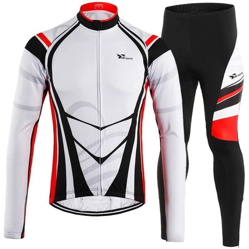 Long Sleeve Shirt Padded Pants Men’s Cycling Suit For Winter Thermal Fleece Mountain Bike | Telli Sports