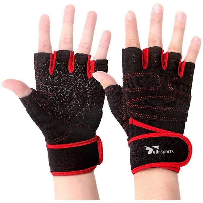 Half Finger Workout Gloves Padded Anti-Slip Gym &amp; Weightlifting Gloves | Telli Sports