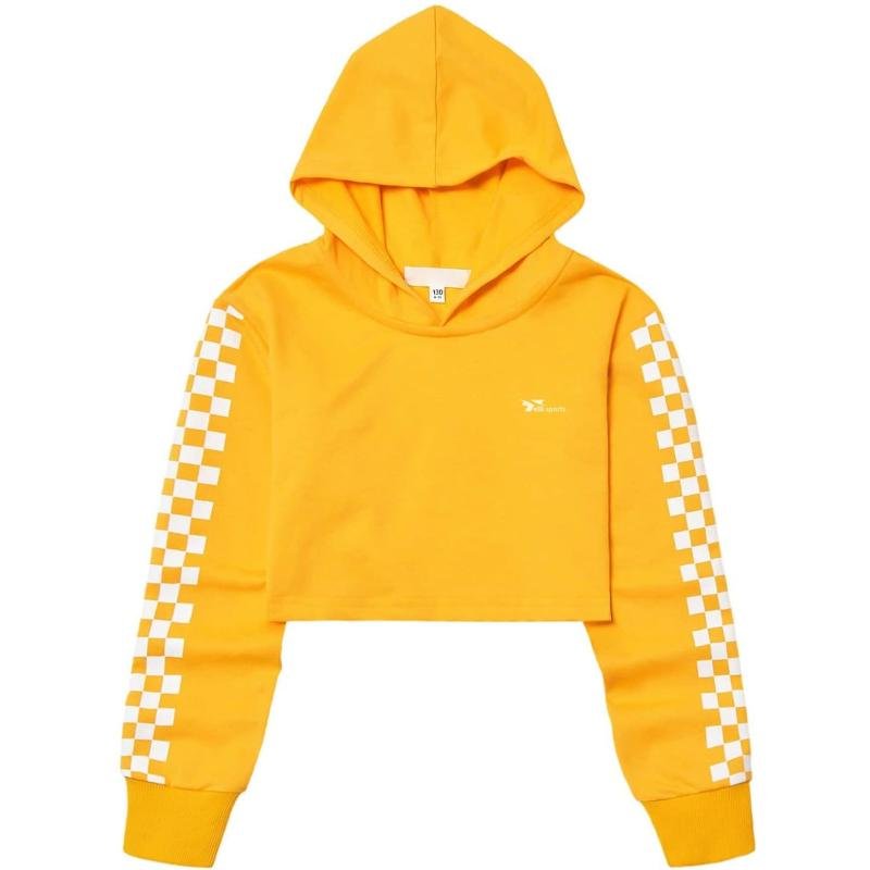 Girls Cropped Hoodie Long Sleeve Plaid Stripe Sweatshirt for Kids | Telli Sports